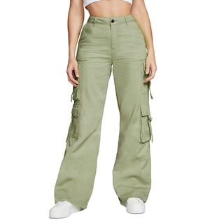 Foto 1 | Jeans Mujer Cargo Pierna Ancha Cintura Alta 0006verd