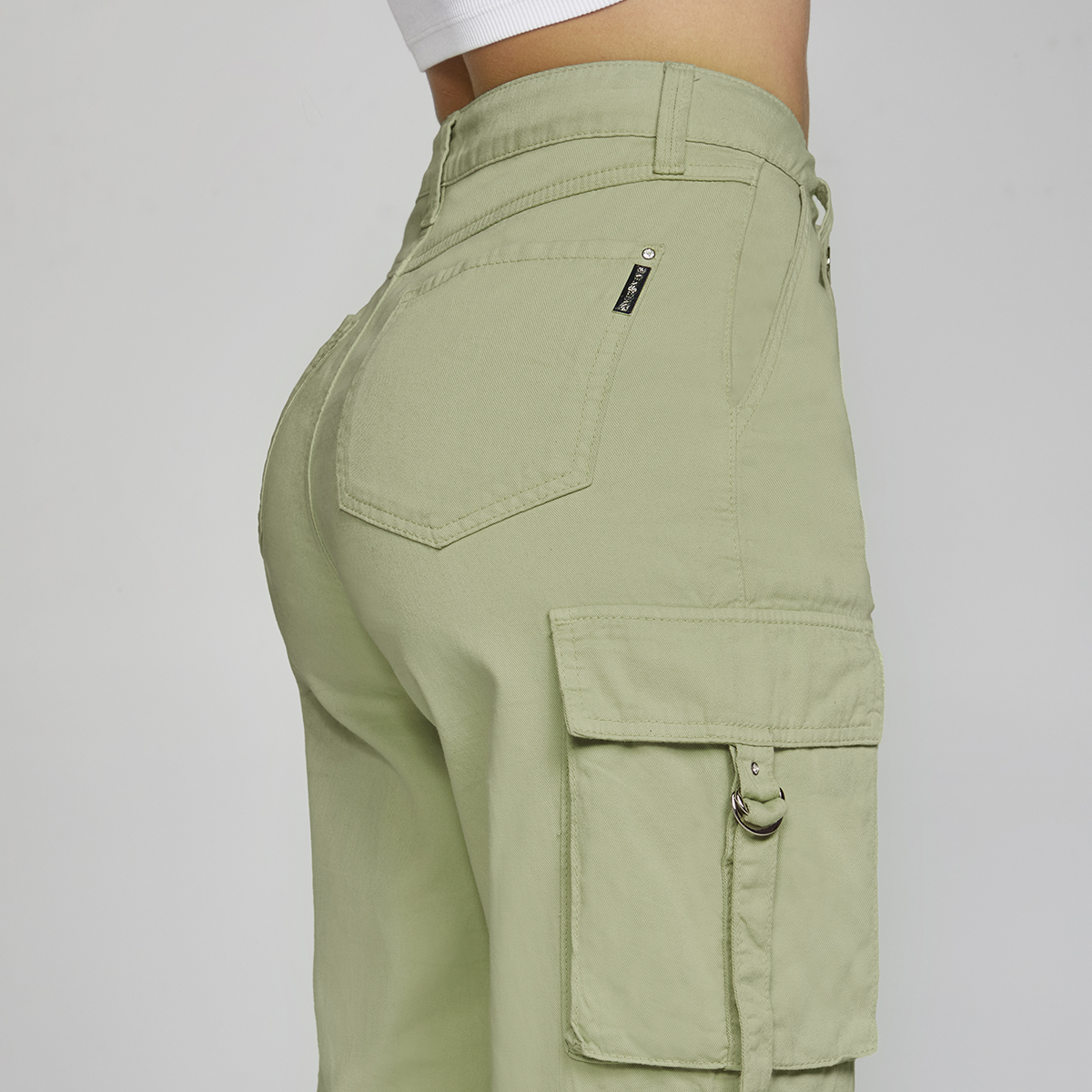 Foto 5 pulgar | Jeans Mujer Cargo Pierna Ancha Cintura Alta 0006verd