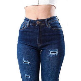 Foto 2 | Jeans Recto Con Rasgaduras / Juvenil, 1672 (dark) Azul Oscuro