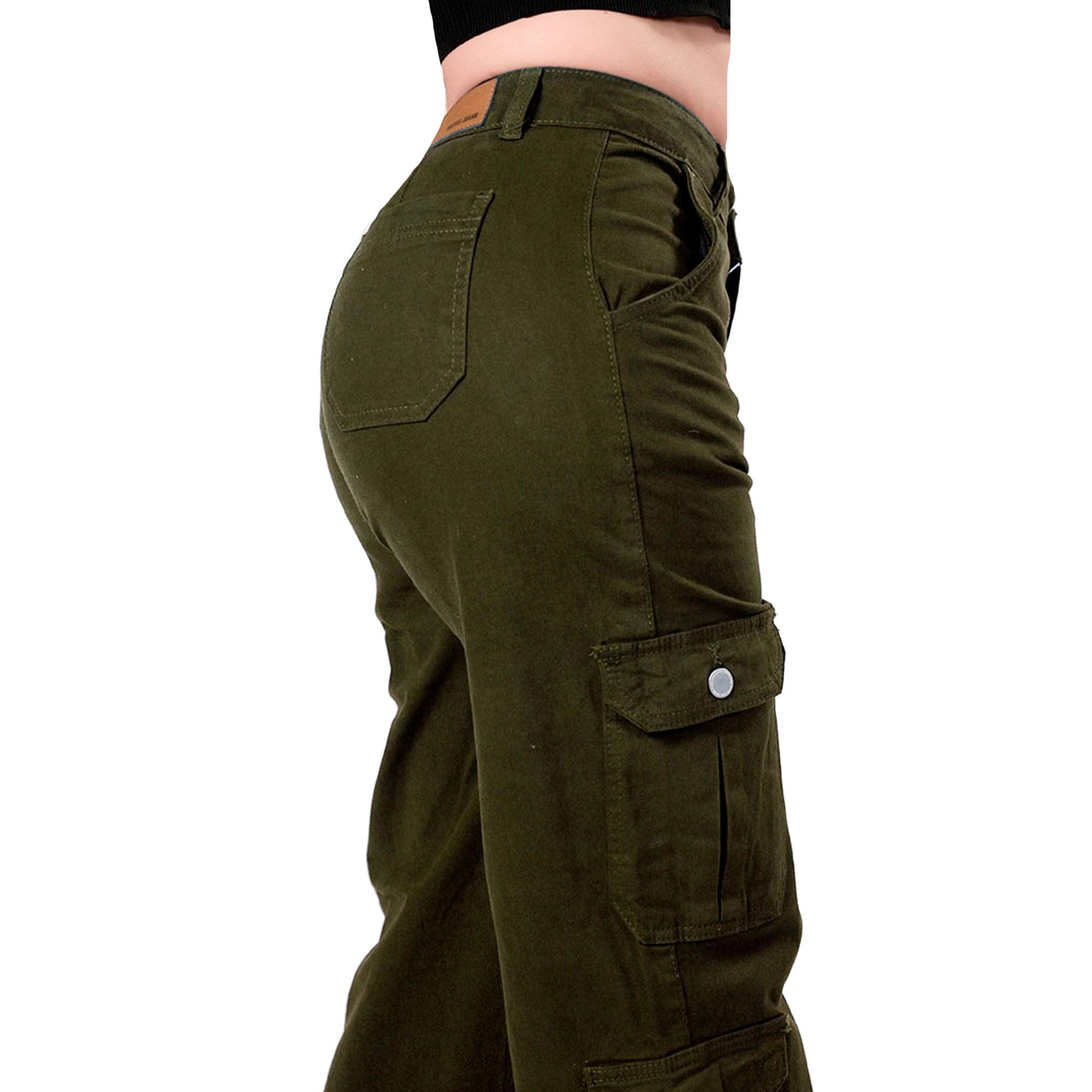 Foto 3 pulgar | Pantalón Britos Jeans Mujer Cargo Verde Militar 024813