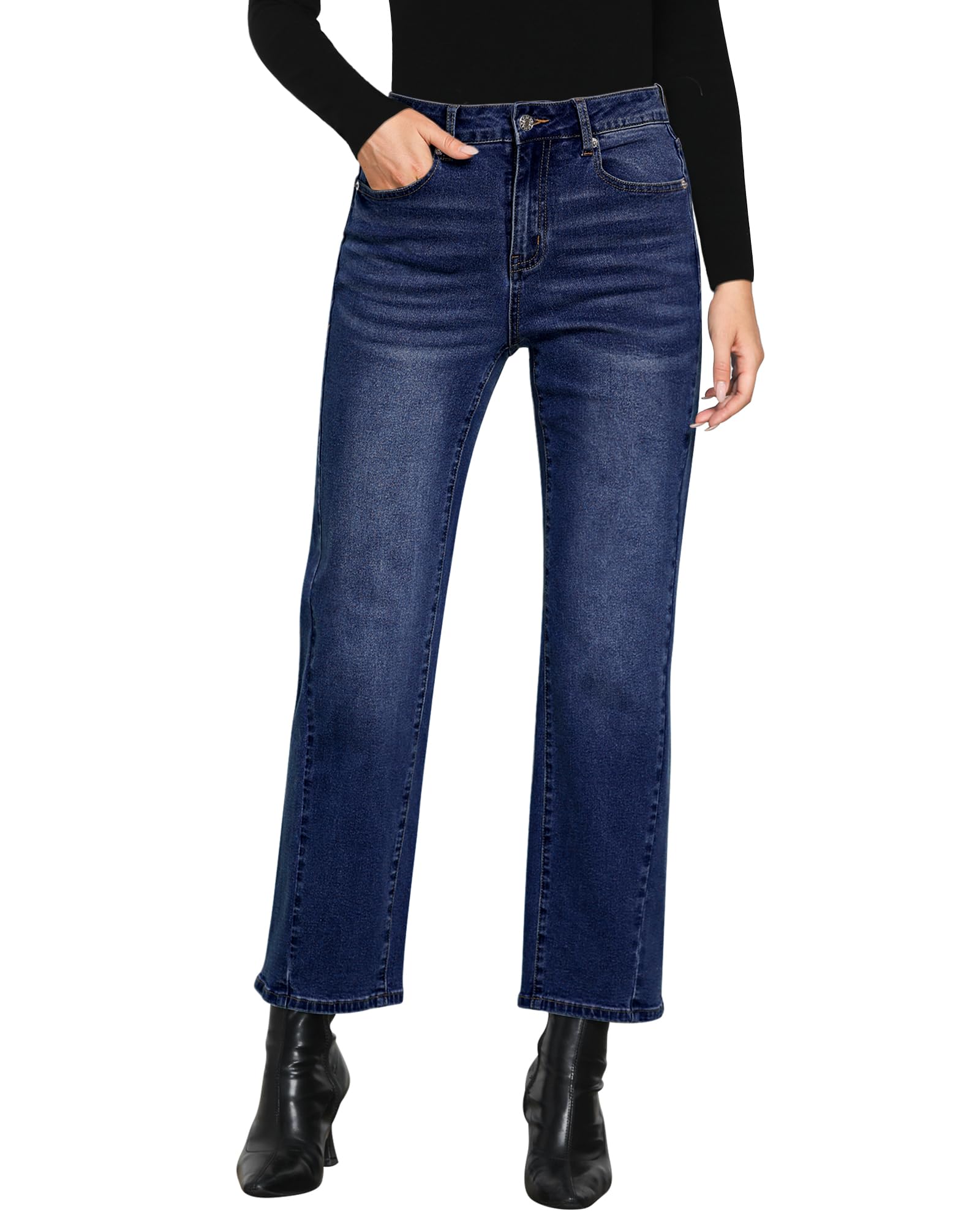 Foto 2 pulgar | Vaqueros Grapent Linde Clothes Straight Leg Para Mujer Azul Oscuro - Venta Internacional.