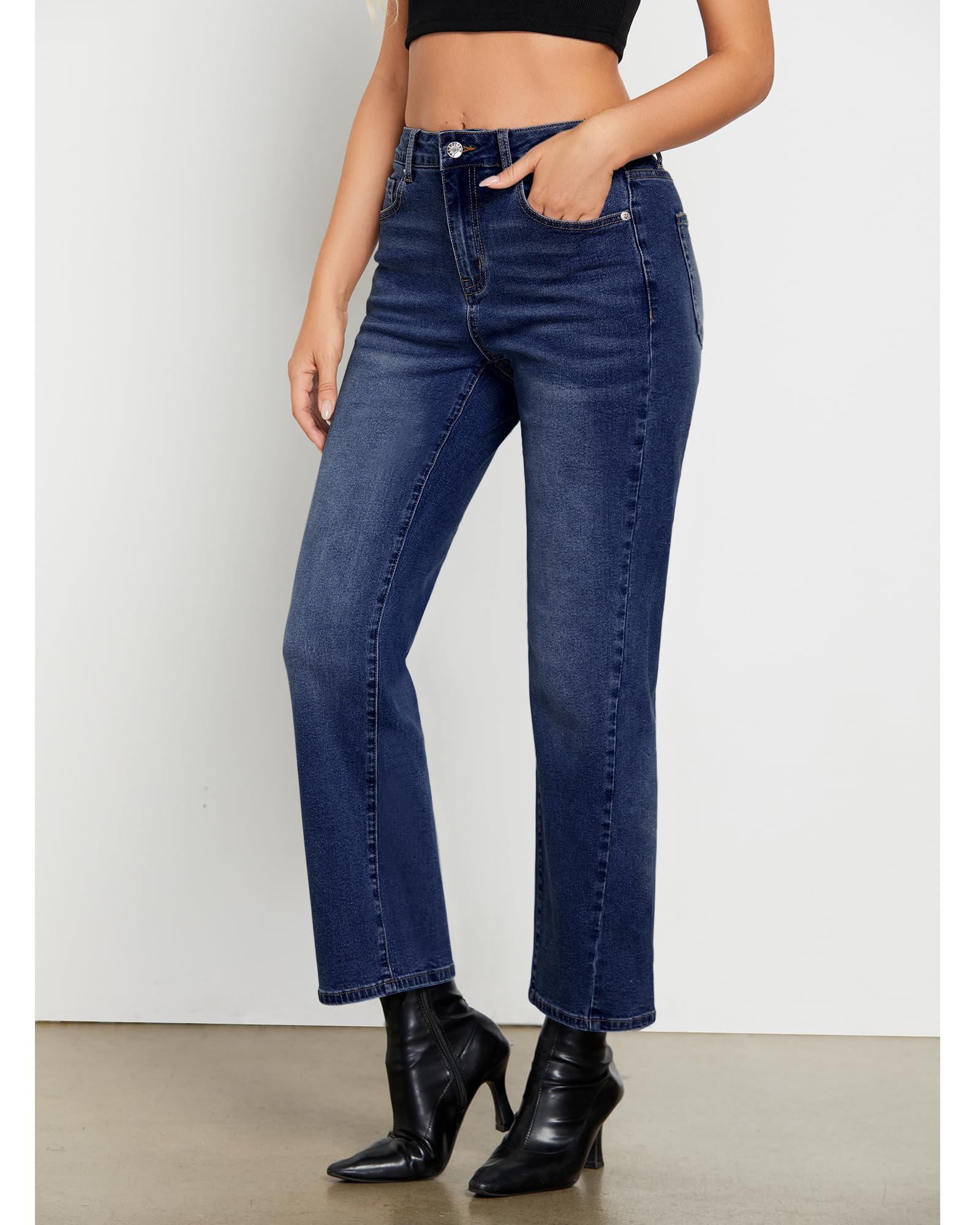 Foto 4 pulgar | Vaqueros Grapent Linde Clothes Straight Leg Para Mujer Azul Oscuro - Venta Internacional.
