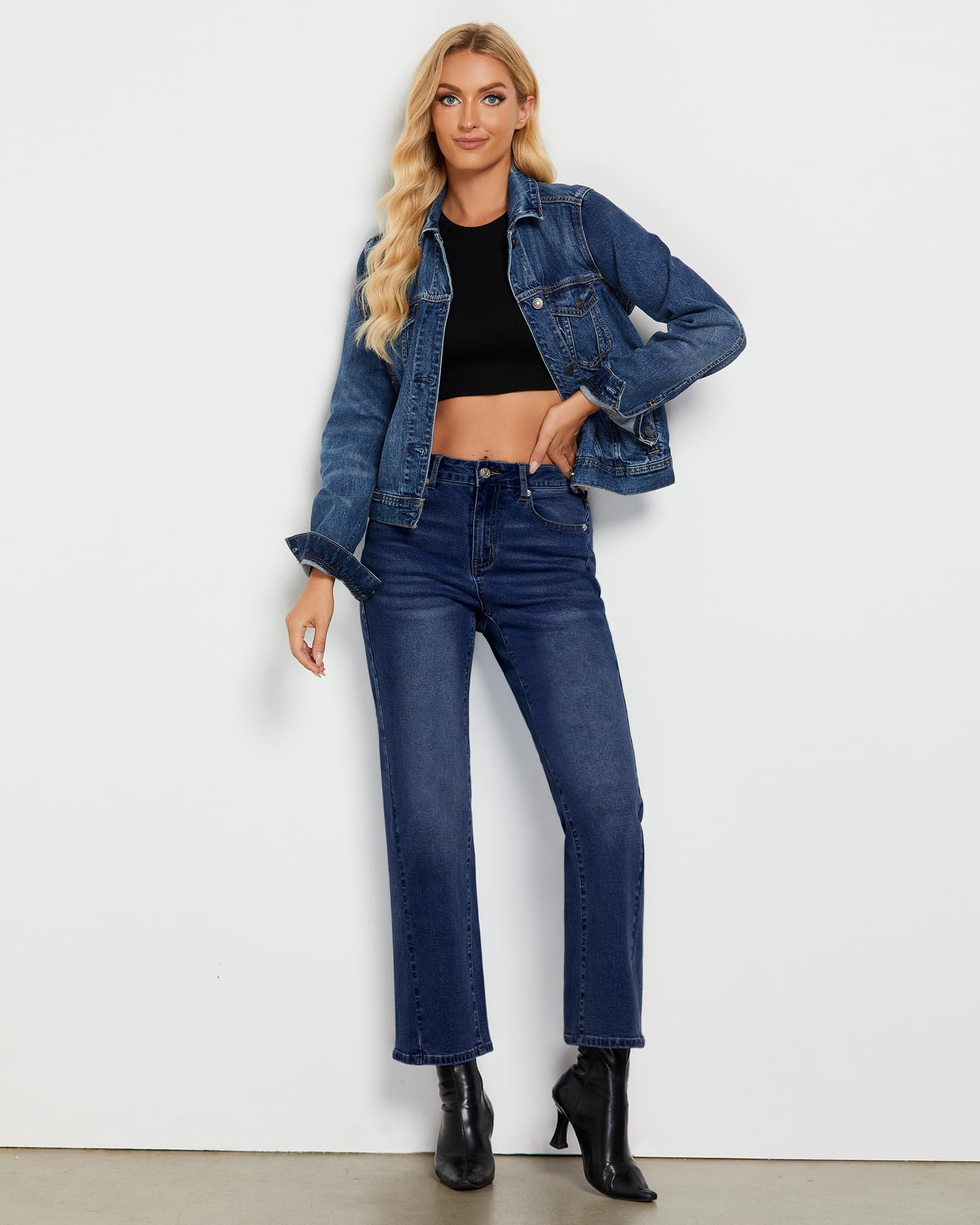 Foto 4 | Vaqueros Grapent Linde Clothes Straight Leg Para Mujer Azul Oscuro - Venta Internacional.