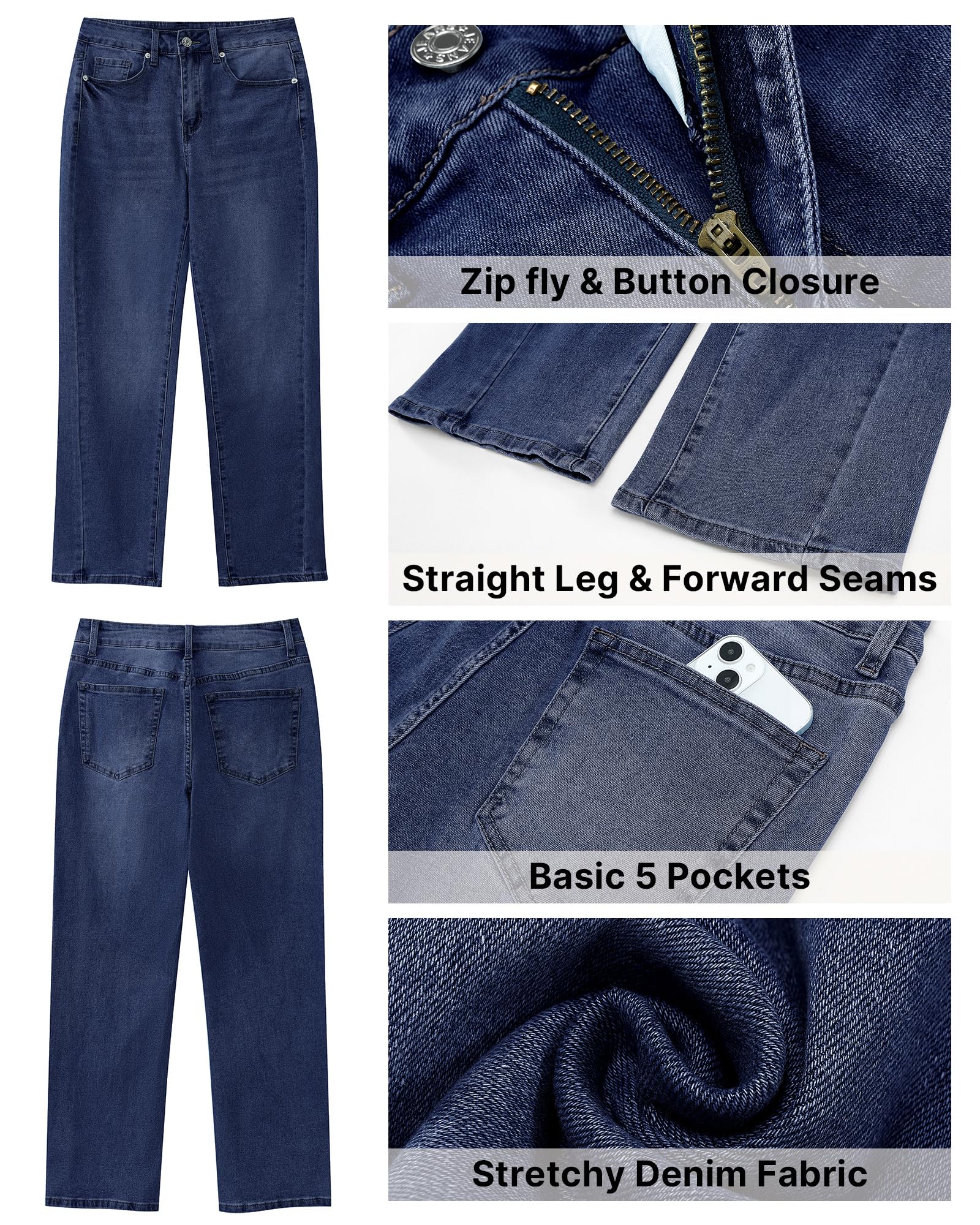 Foto 7 pulgar | Vaqueros Grapent Linde Clothes Straight Leg Para Mujer Azul Oscuro - Venta Internacional.