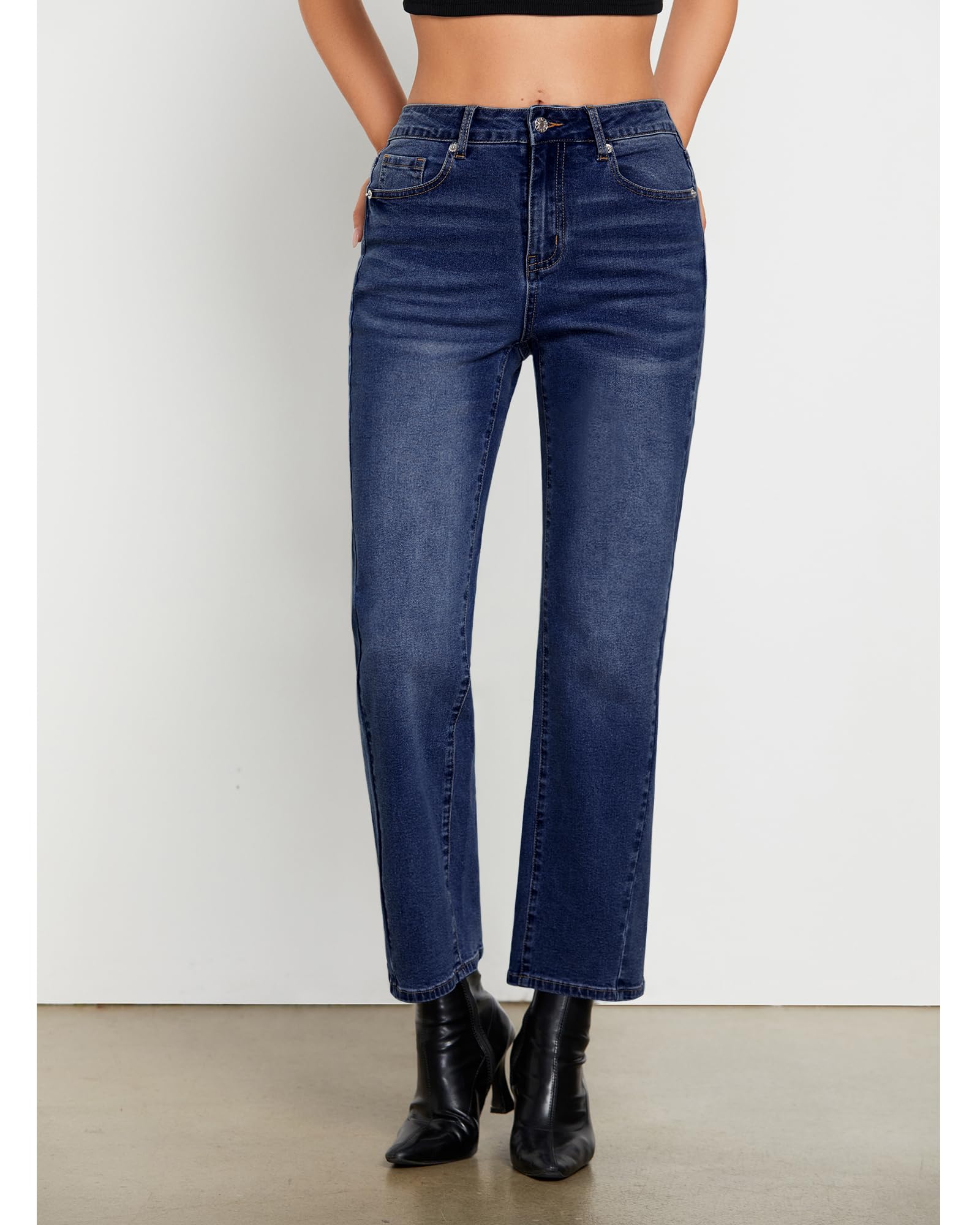 Foto 8 pulgar | Vaqueros Grapent Linde Clothes Straight Leg Para Mujer Azul Oscuro - Venta Internacional.