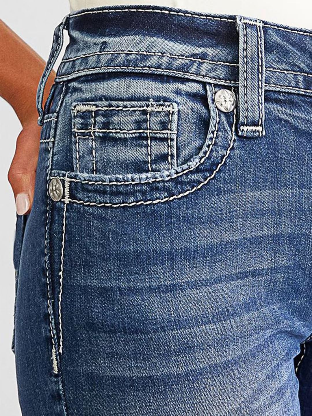 Foto 4 | Jeans Flamingals Bootcut Deep Blue Denim Para Mujer, Talla M - Venta Internacional.