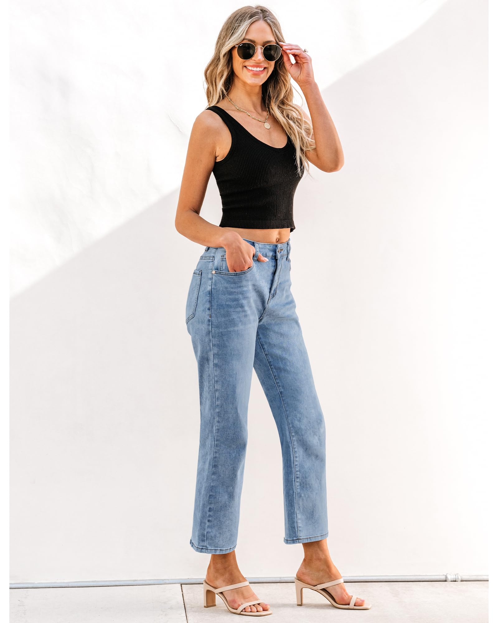 Foto 4 | Vaqueros Grapent High Rise Leg Para Mujer Lakeside Blue - Venta Internacional.