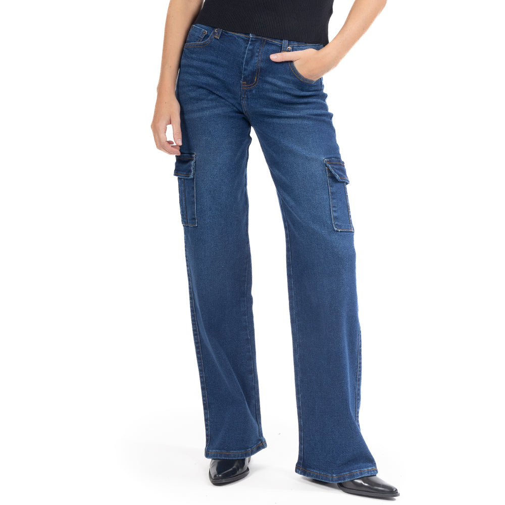 Foto 2 pulgar | Jeans Denim Lady Cargo Para Mujer