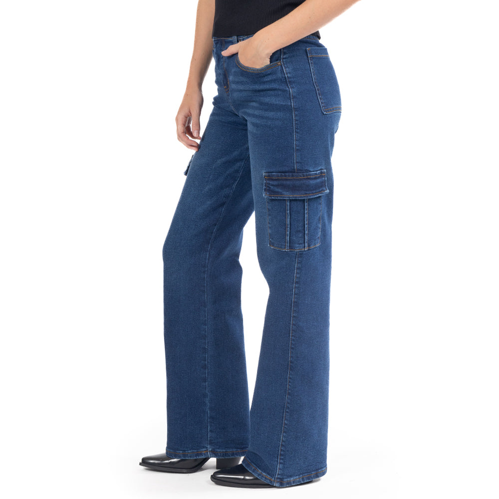 Foto 3 pulgar | Jeans Denim Lady Cargo Para Mujer