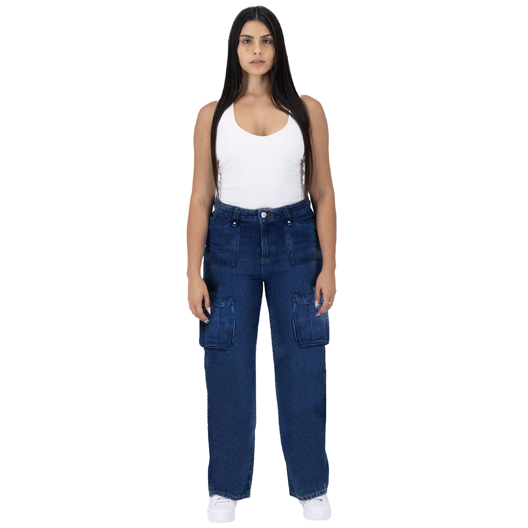 Foto 4 pulgar | Pantalón Cargo Britos Jeans Mujer Mezclilla 025626