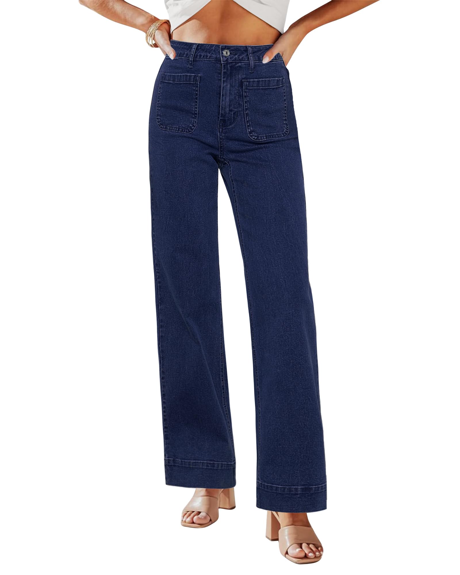 Vaqueros Anchos Grapent Para Mujer, Cintura Alta, Azul Acampanado - Venta Internacional.
