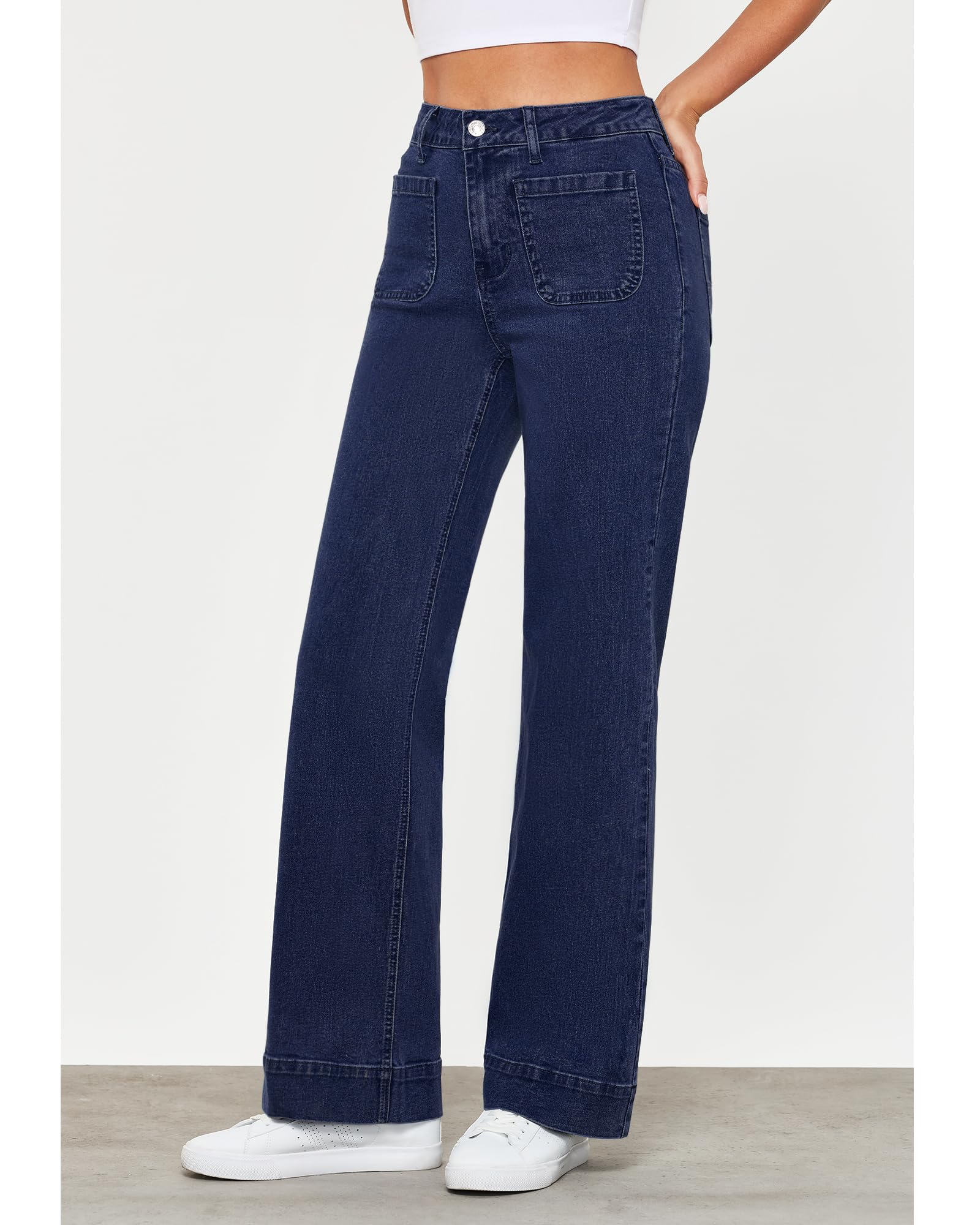 Foto 3 | Vaqueros Anchos Grapent Para Mujer, Cintura Alta, Azul Acampanado - Venta Internacional.