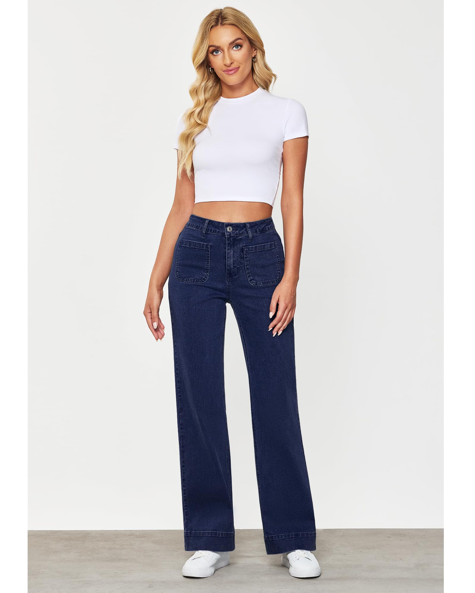 Foto 4 | Vaqueros Anchos Grapent Para Mujer, Cintura Alta, Azul Acampanado - Venta Internacional.
