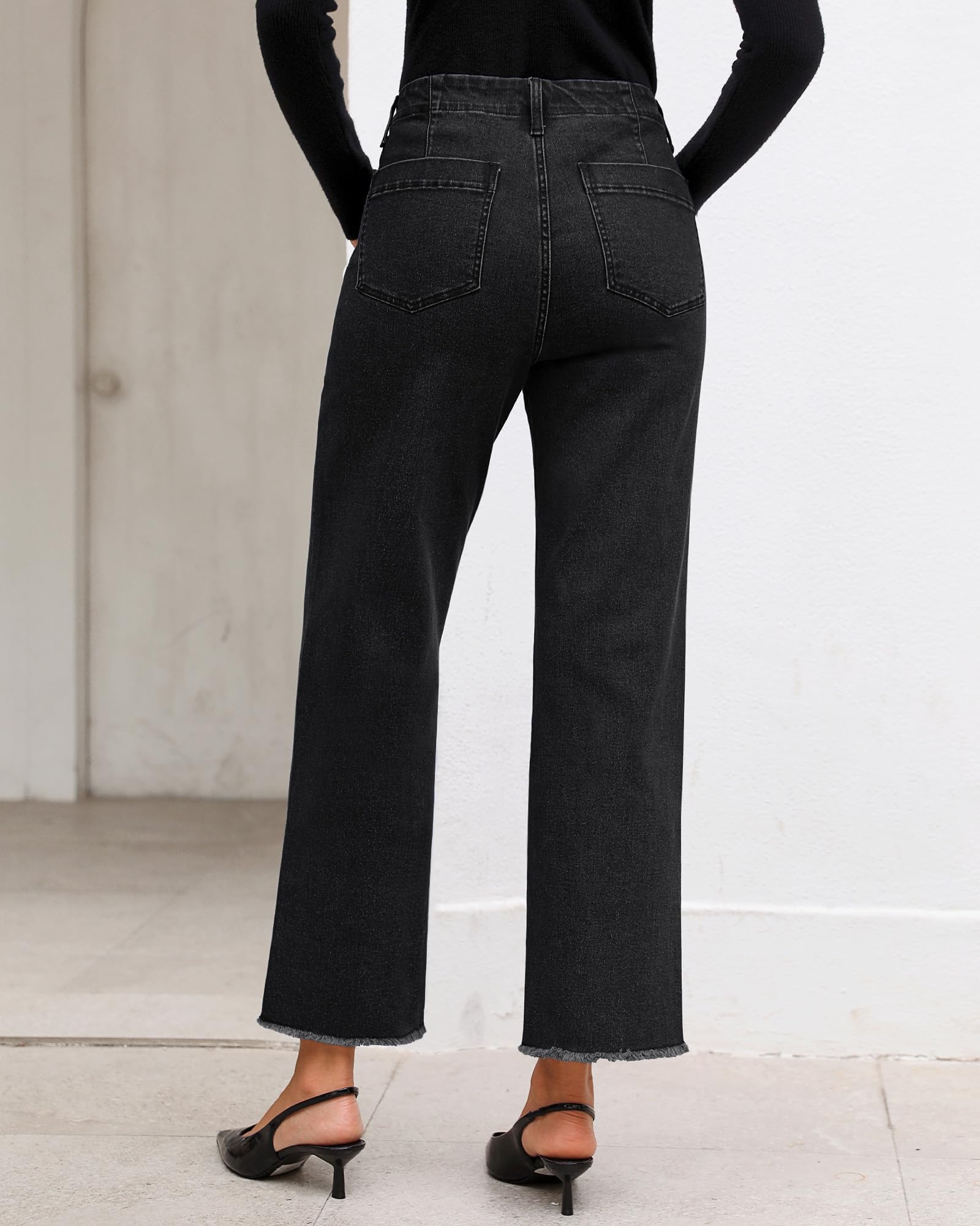 Foto 4 pulgar | Vaqueros Grapent Negros De Cintura Alta Y Pierna Ancha Para Mujer, Talla Xl - Venta Internacional.