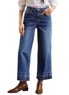 Foto 4 | Vaqueros Elegantes Para Mujer, Cintura Alta, Acampanados, Pierna Ancha, Azul - Venta Internacional.