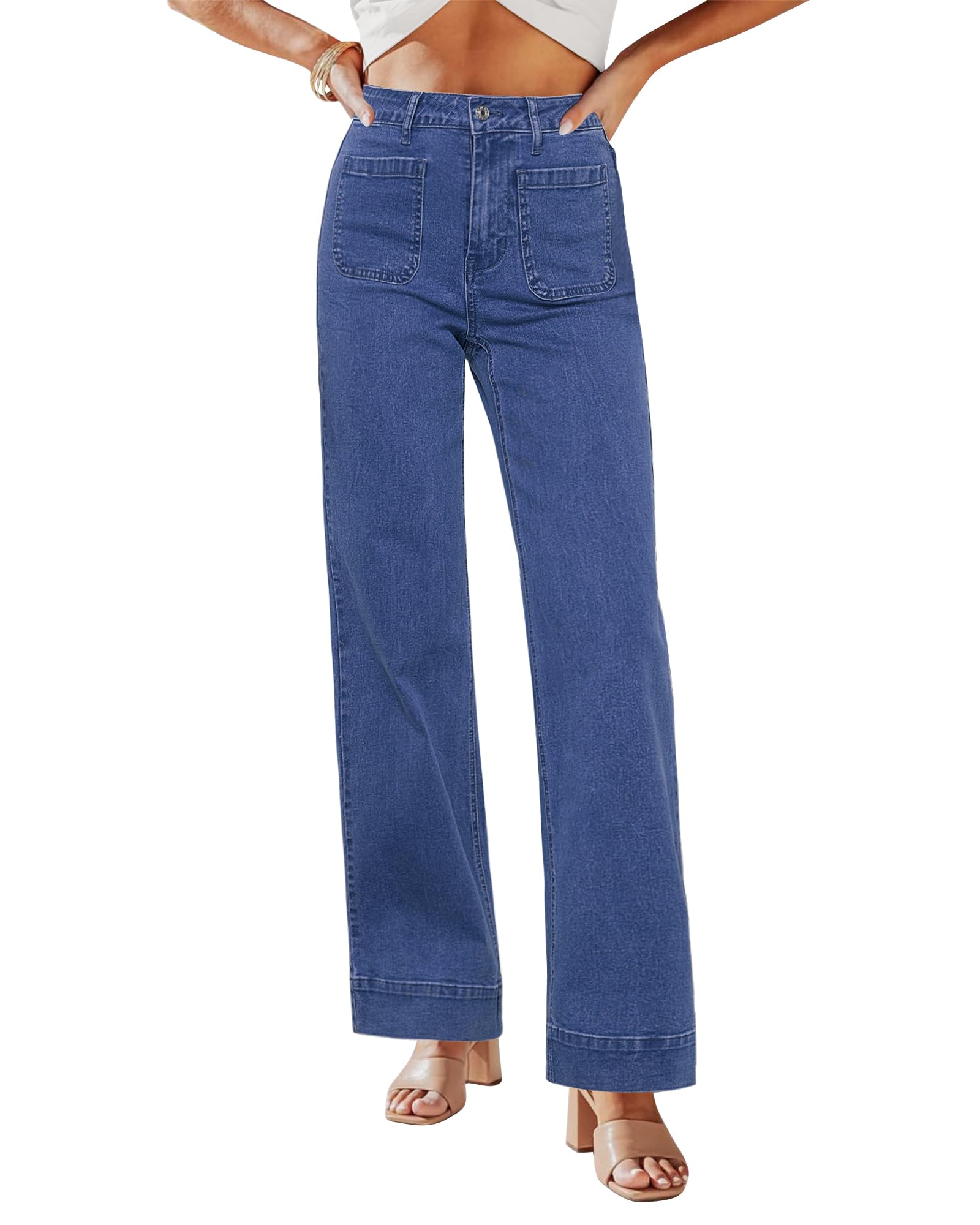 Vaqueros Grapent Para Mujer, Modernos, Informales, De Pierna Ancha, Azules - Venta Internacional.