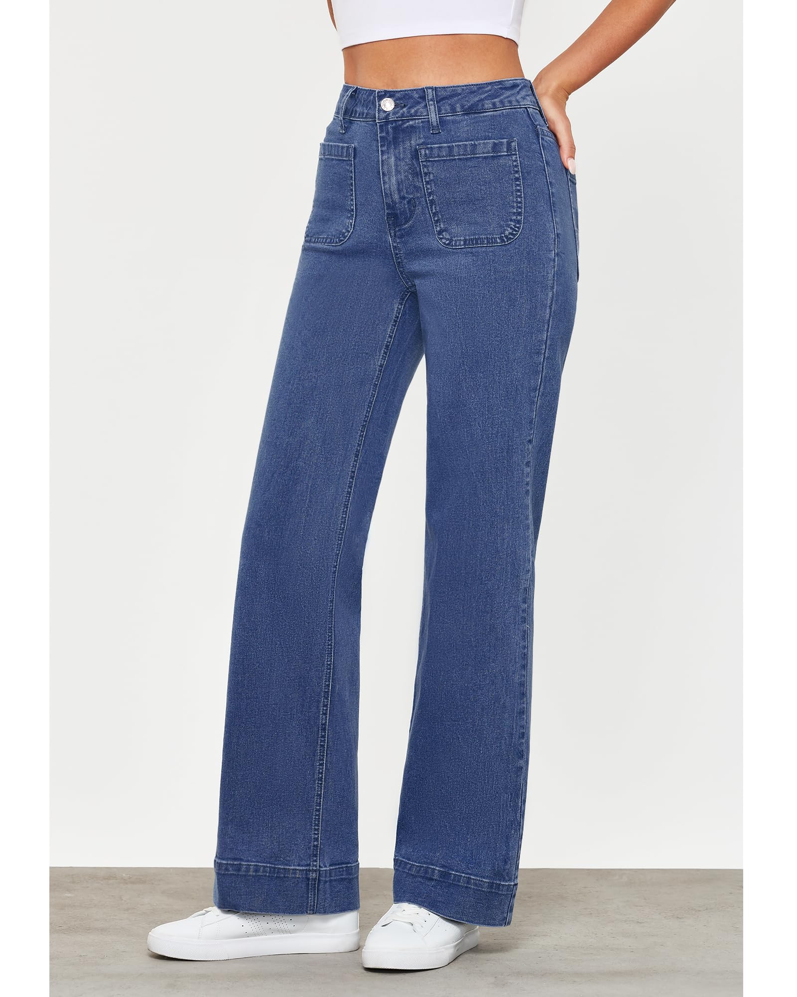 Foto 3 | Vaqueros Grapent Para Mujer, Modernos, Informales, De Pierna Ancha, Azules - Venta Internacional.