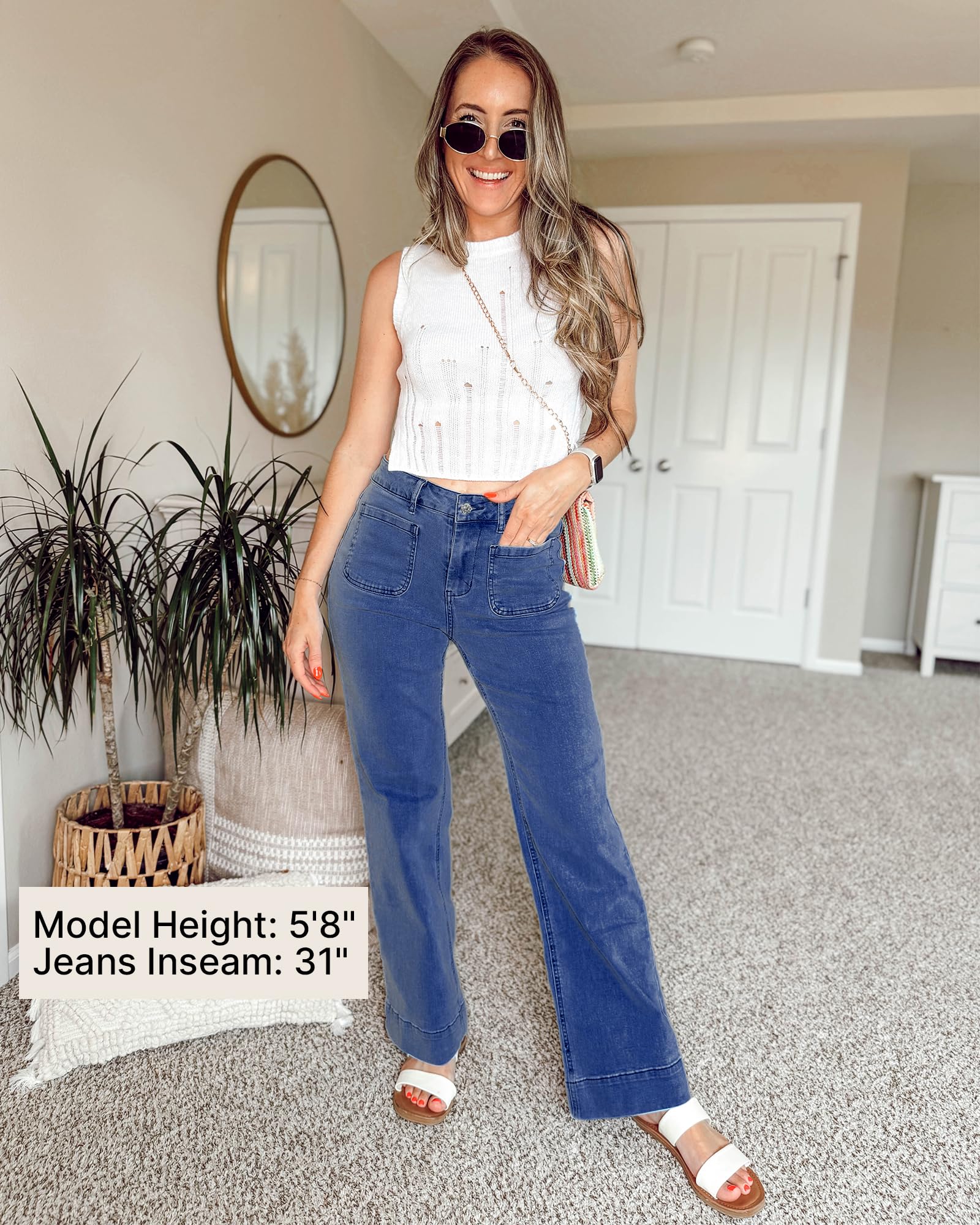 Foto 5 | Vaqueros Grapent Para Mujer, Modernos, Informales, De Pierna Ancha, Azules - Venta Internacional.
