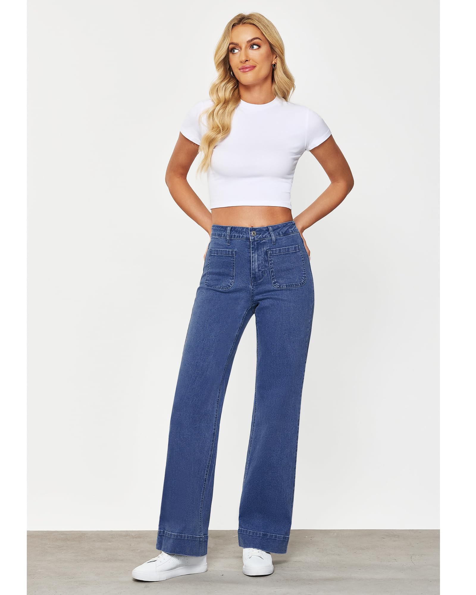 Foto 7 | Vaqueros Grapent Para Mujer, Modernos, Informales, De Pierna Ancha, Azules - Venta Internacional.