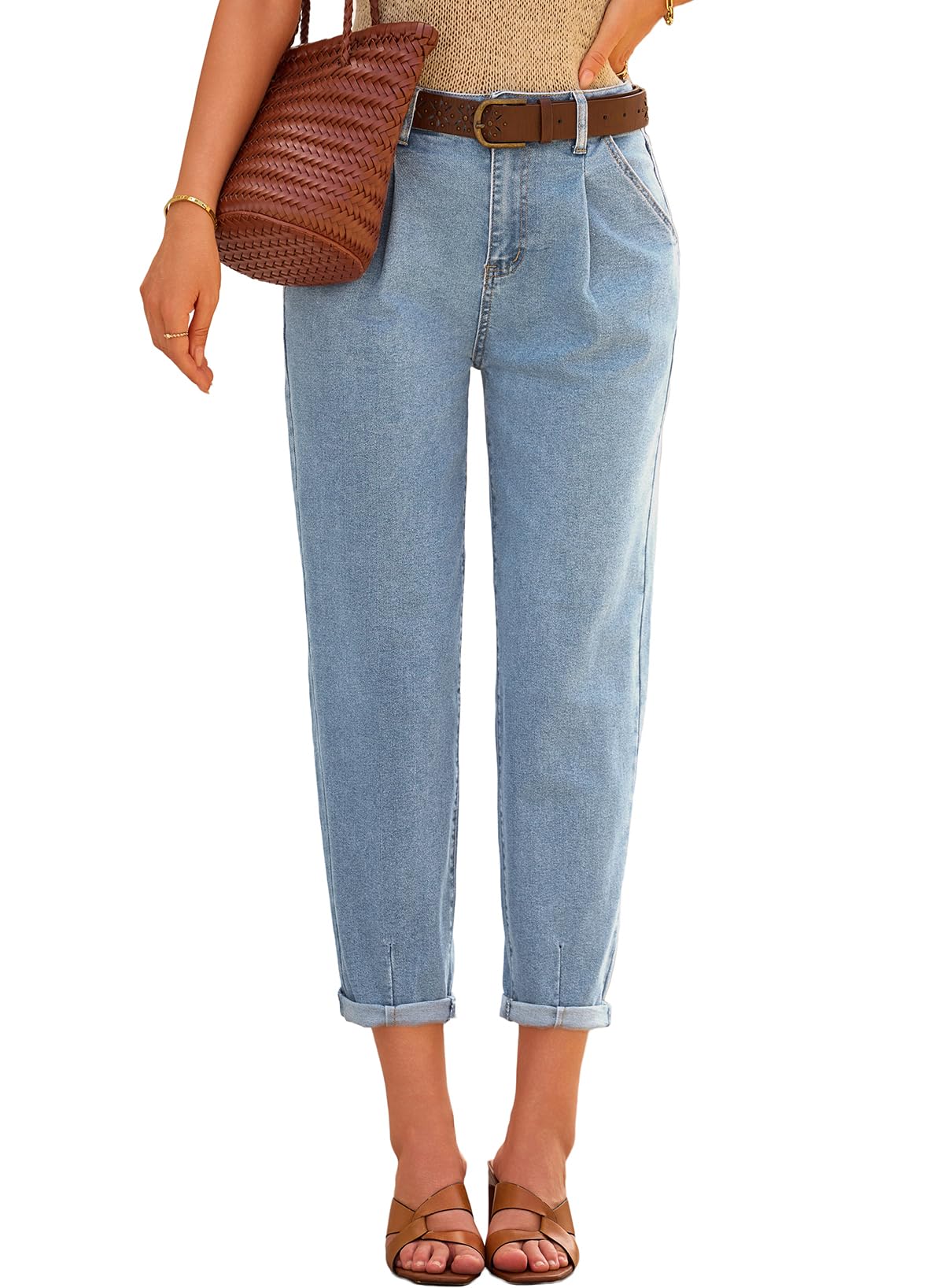 Foto 2 pulgar | Vaqueros Evaless Baggy Barrel Para Mujer, Cintura Alta, De Mezclilla Elástica - Venta Internacional.
