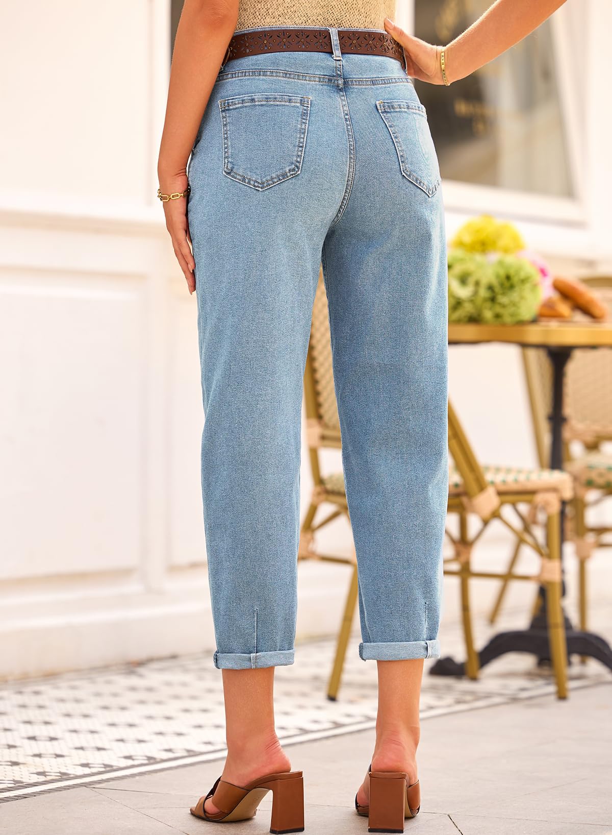 Foto 2 | Vaqueros Evaless Baggy Barrel Para Mujer, Cintura Alta, De Mezclilla Elástica - Venta Internacional.