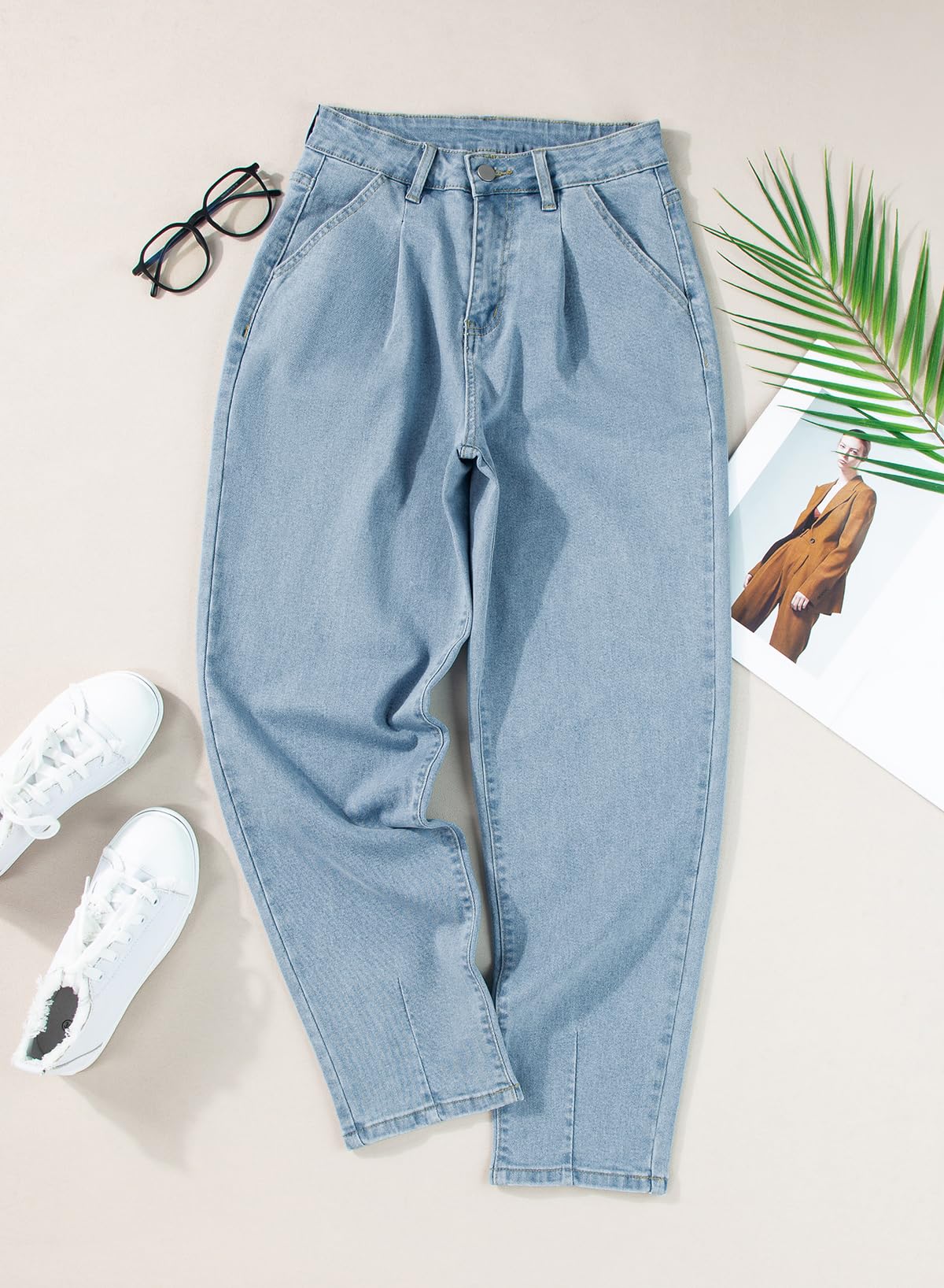 Foto 5 | Vaqueros Evaless Baggy Barrel Para Mujer, Cintura Alta, De Mezclilla Elástica - Venta Internacional.