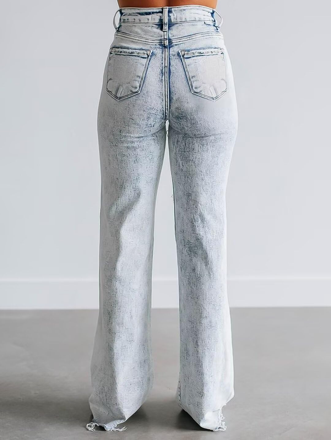 Foto 4 | Vaqueros Con Forma De Bota Con Forma De Flamenco, Rasgados, De Talle Medio, Elásticos Para Mujer - Venta Internacional.
