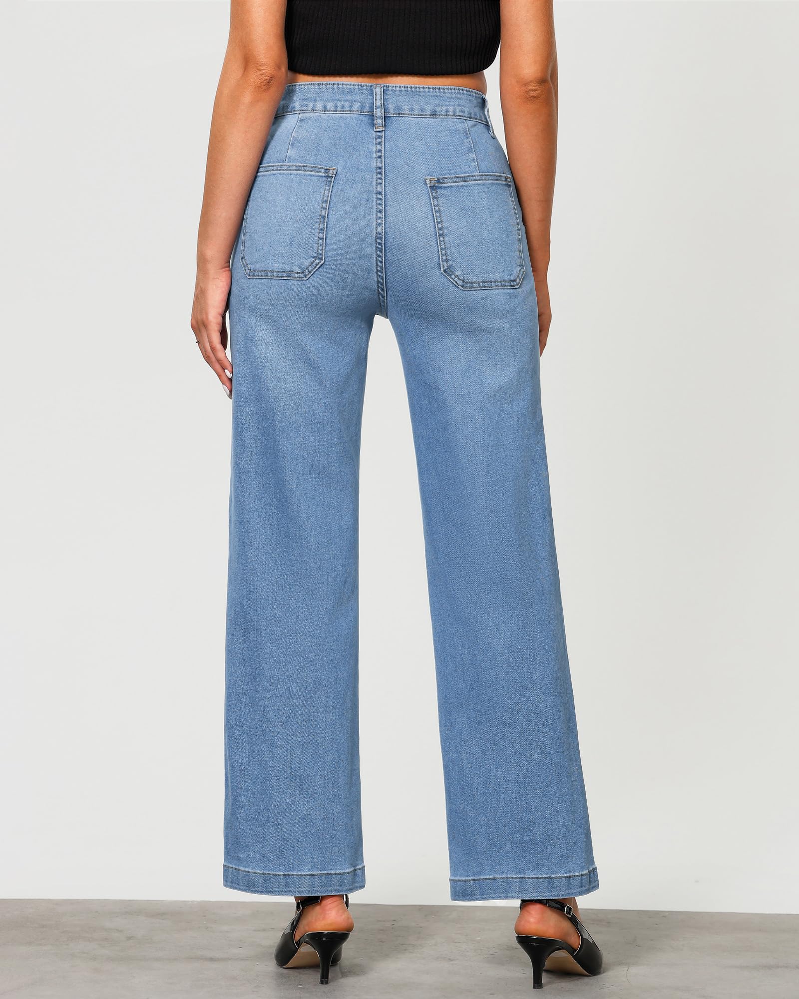 Foto 4 pulgar | Vaqueros Grapent De Cintura Alta Y Pernera Ancha Para Mujer, Talla 18, Roadknight Blue - Venta Internacional.