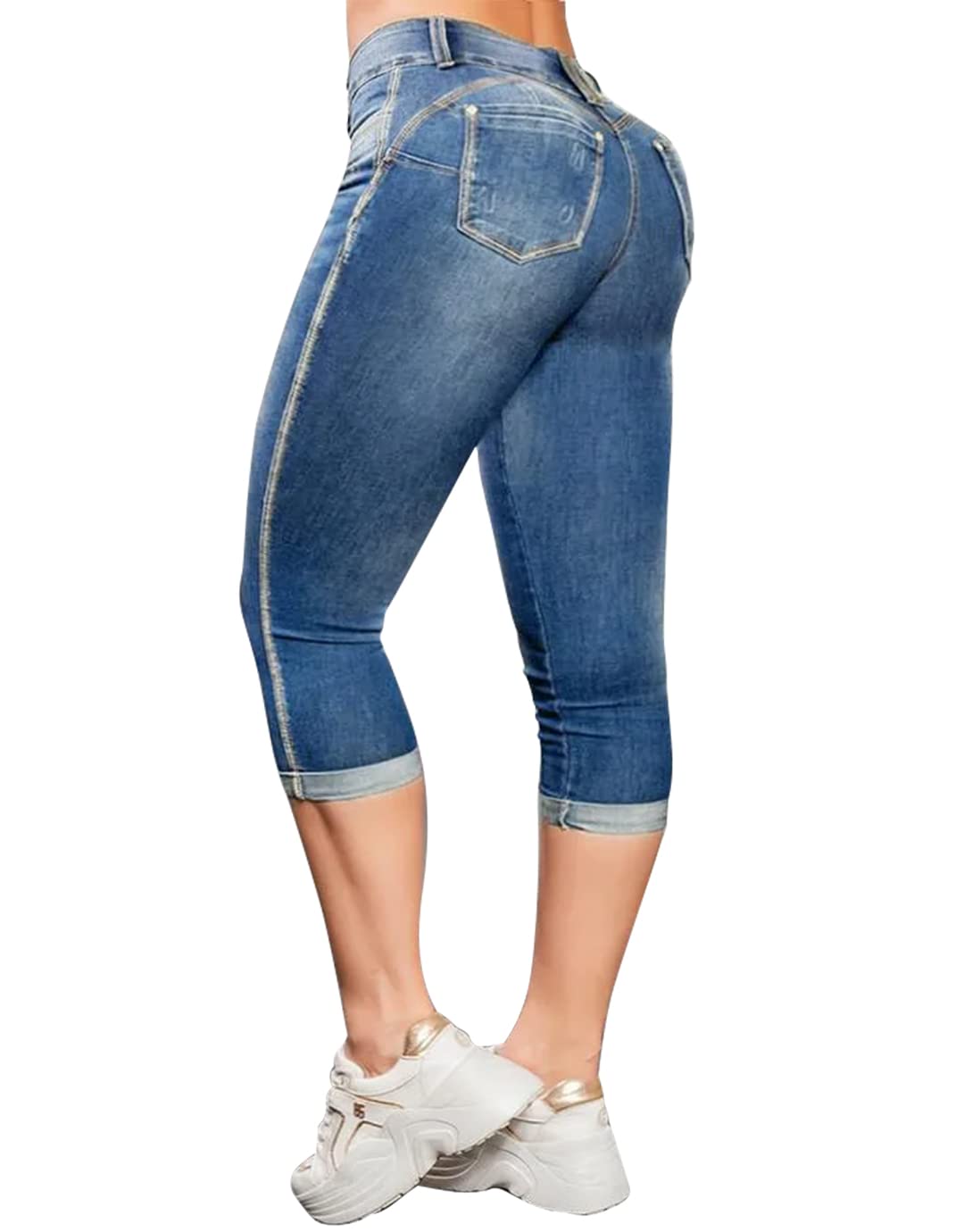 Jeans Flamingals Skinny Para Mujer, Para Levantamiento De Glúteos, Color Azul L - Venta Internacional.