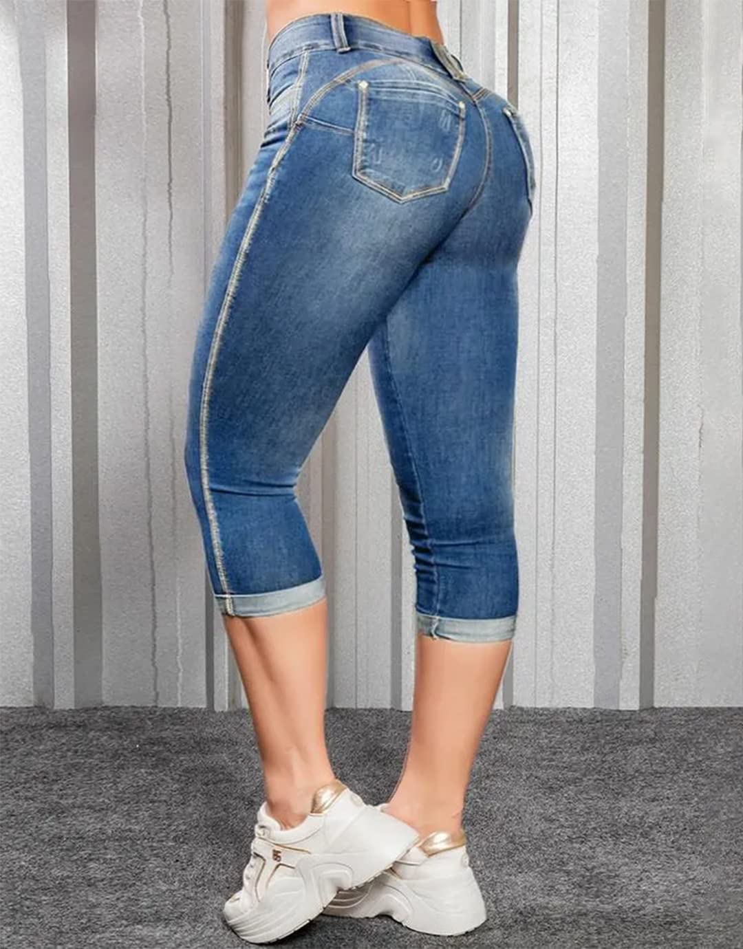 Foto 4 pulgar | Jeans Flamingals Skinny Para Mujer, Para Levantamiento De Glúteos, Color Azul L - Venta Internacional.