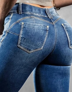 Foto 5 | Jeans Flamingals Skinny Para Mujer, Para Levantamiento De Glúteos, Color Azul L - Venta Internacional.