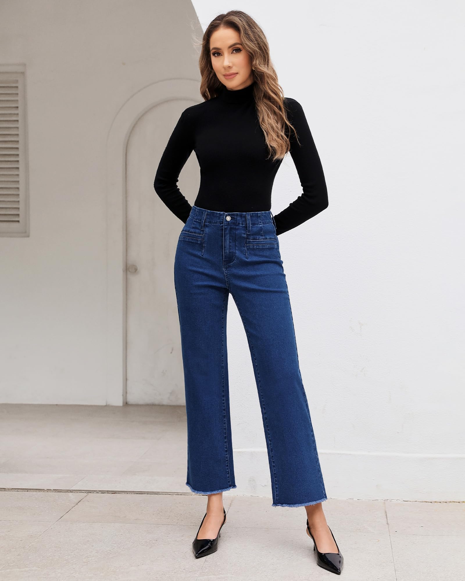 Foto 2 | Pantalones Vaqueros De Pierna Ancha Grapent Para Mujer, Talle Alto, Talla 16 - Venta Internacional.