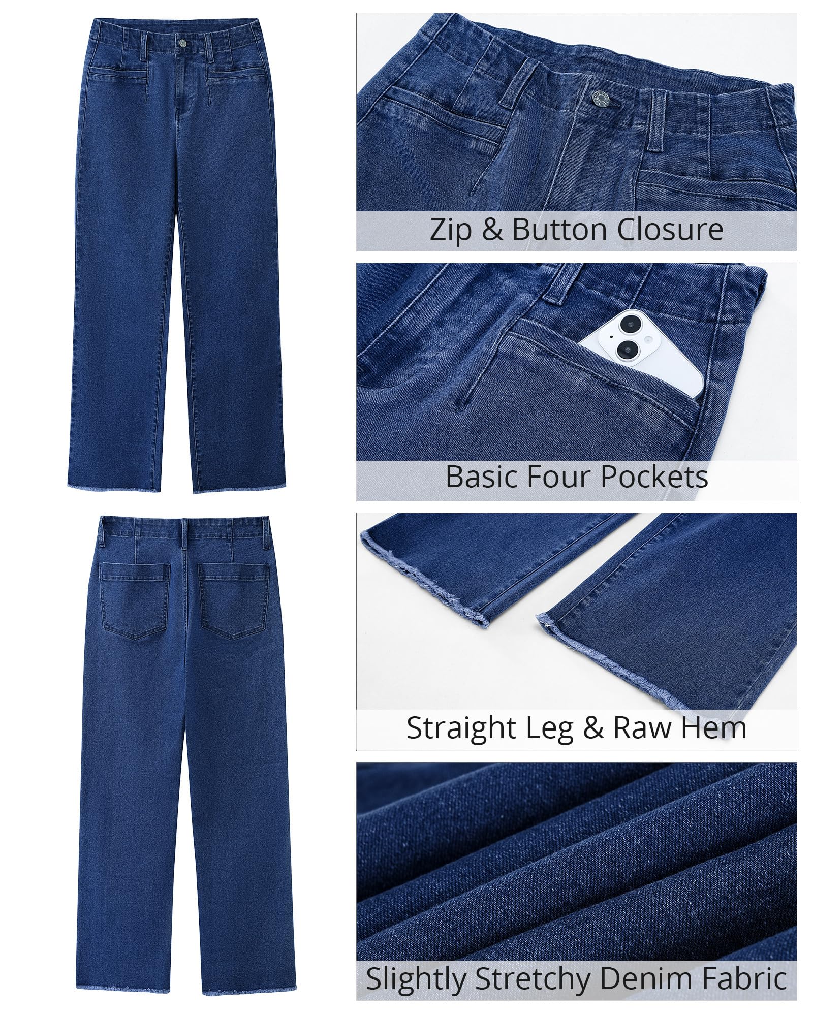 Foto 7 pulgar | Pantalones Vaqueros De Pierna Ancha Grapent Para Mujer, Talle Alto, Talla 16 - Venta Internacional.