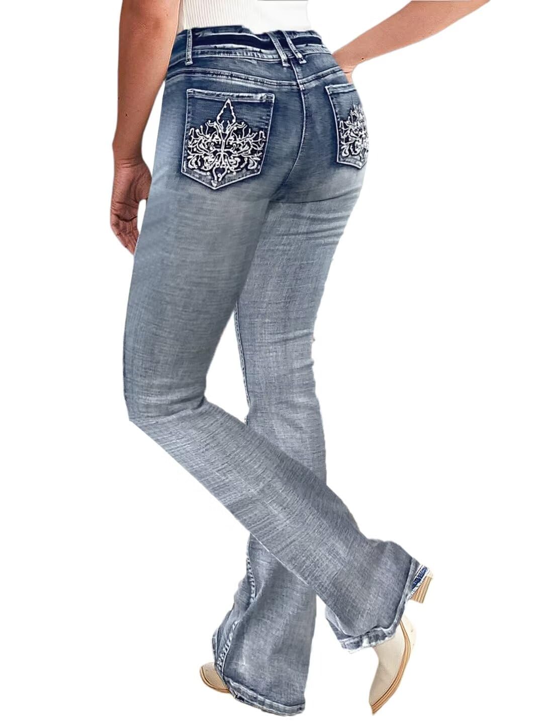 Foto 1 | Jeans Flamingals Bootcut Para Mujer, Pierna Recta, Lavado Medio, Talla L - Venta Internacional.