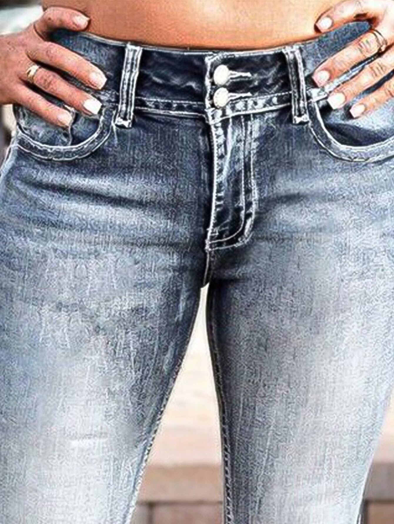 Foto 6 pulgar | Jeans Flamingals Bootcut Para Mujer, Pierna Recta, Lavado Medio, Talla L - Venta Internacional.
