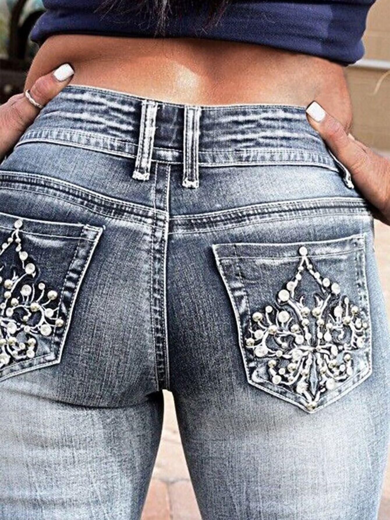Foto 7 pulgar | Jeans Flamingals Bootcut Para Mujer, Pierna Recta, Lavado Medio, Talla L - Venta Internacional.