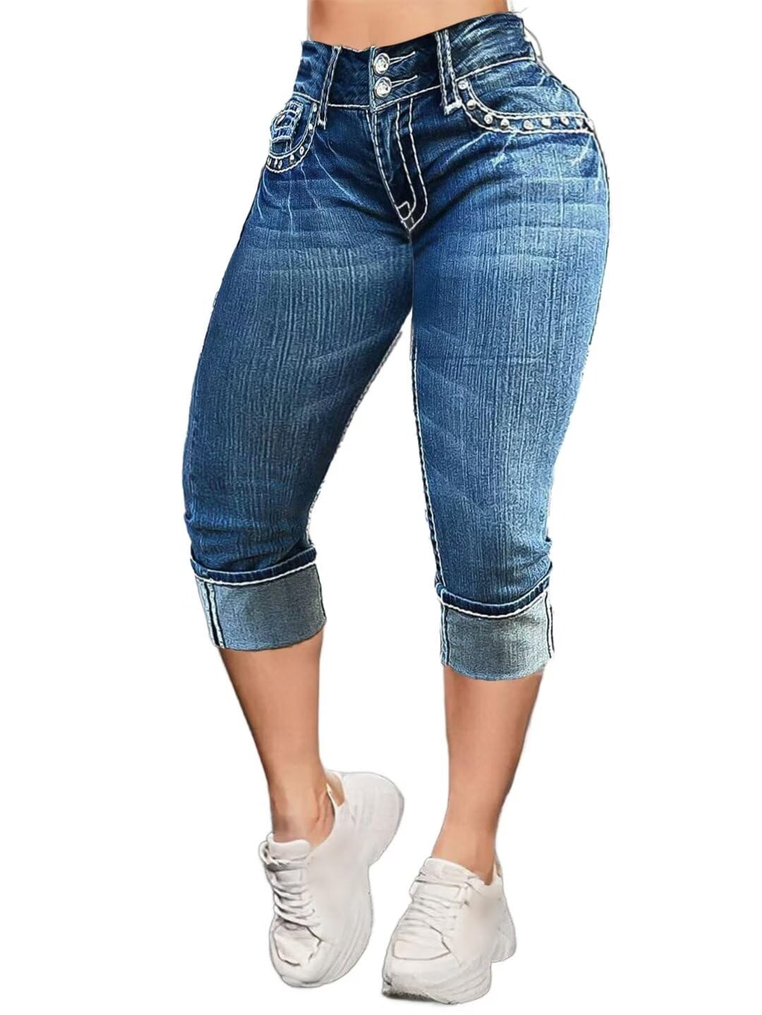 Foto 1 | Vaqueros Flamingals Para Levantar Glúteos Para Mujer Delgada, Azul Oscuro, L - Venta Internacional.