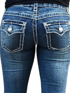 Foto 5 | Vaqueros Flamingals Para Levantar Glúteos Para Mujer Delgada, Azul Oscuro, L - Venta Internacional.