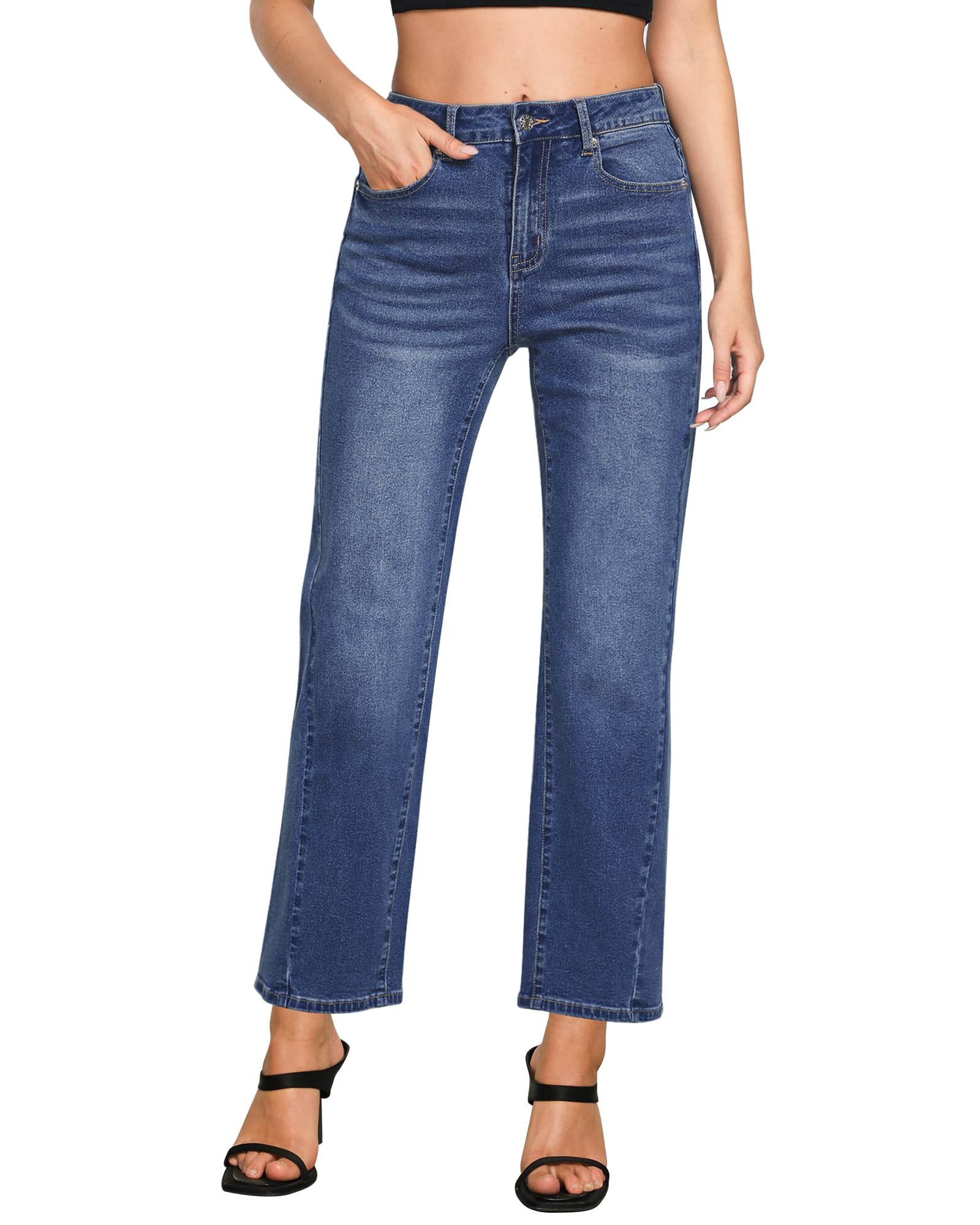Foto 2 pulgar | Pantalones Vaqueros Grapent Para Mujer, Cintura Alta, Estilo Western Con Tobillo Azul, Tallas 8-10 - Venta Internaciona