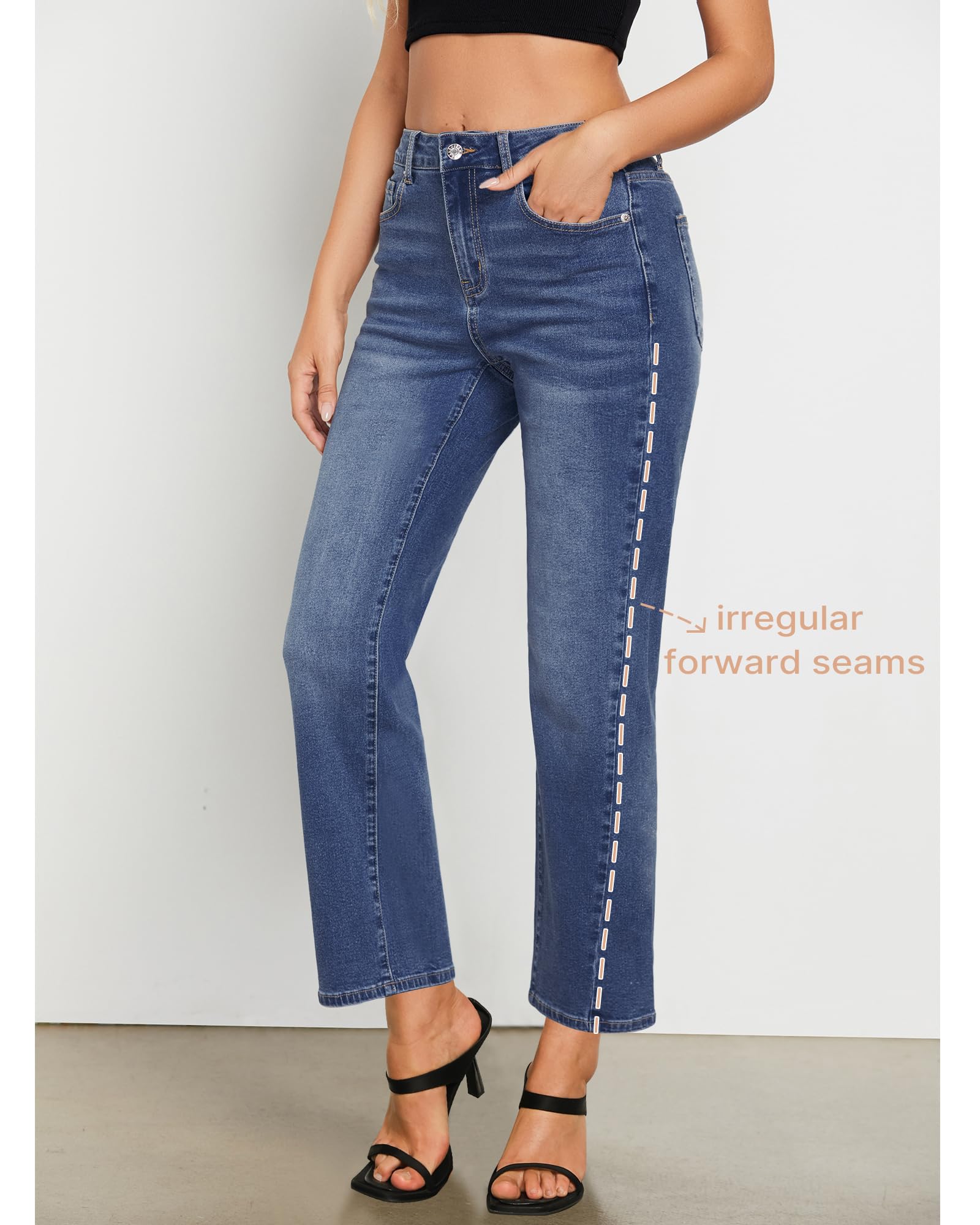 Foto 4 pulgar | Pantalones Vaqueros Grapent Para Mujer, Cintura Alta, Estilo Western Con Tobillo Azul, Tallas 8-10 - Venta Internaciona