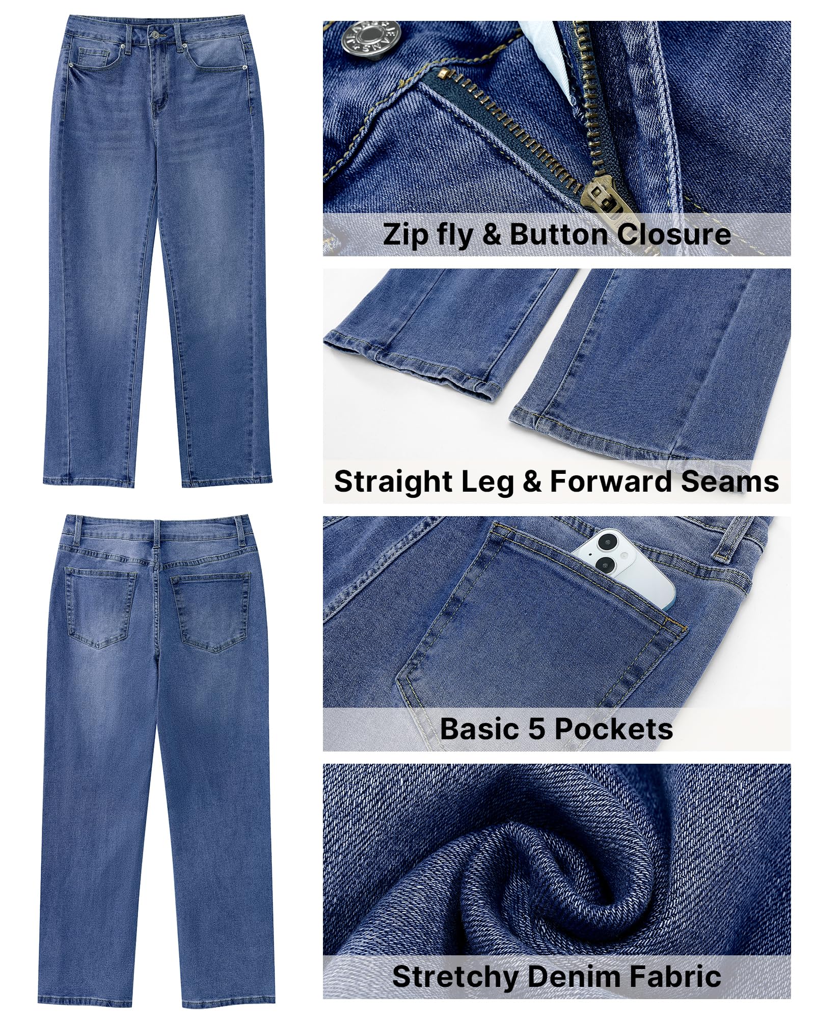 Foto 7 pulgar | Pantalones Vaqueros Grapent Para Mujer, Cintura Alta, Estilo Western Con Tobillo Azul, Tallas 8-10 - Venta Internaciona