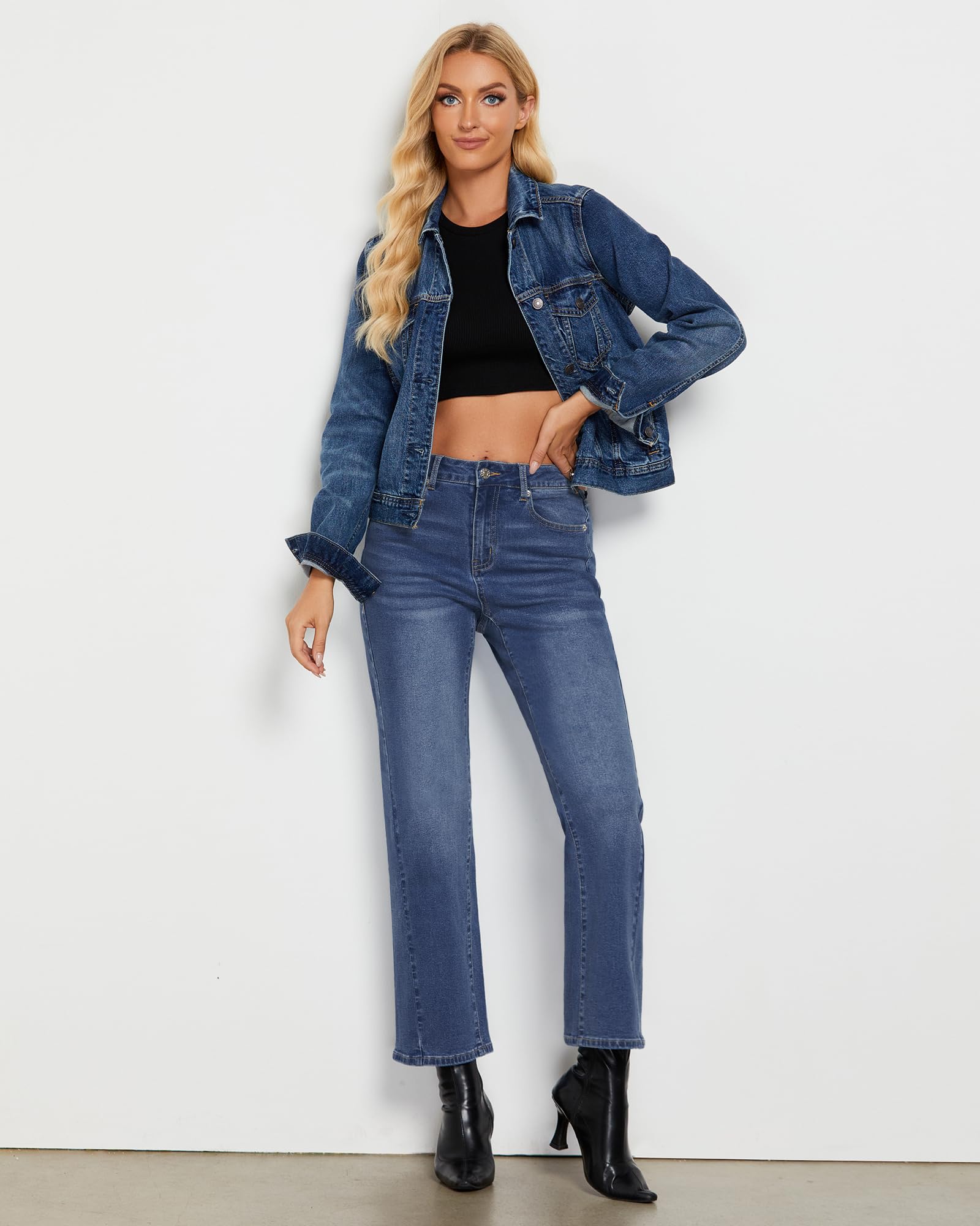 Foto 7 | Pantalones Vaqueros Grapent Para Mujer, Cintura Alta, Estilo Western Con Tobillo Azul, Tallas 8-10 - Venta Internaciona