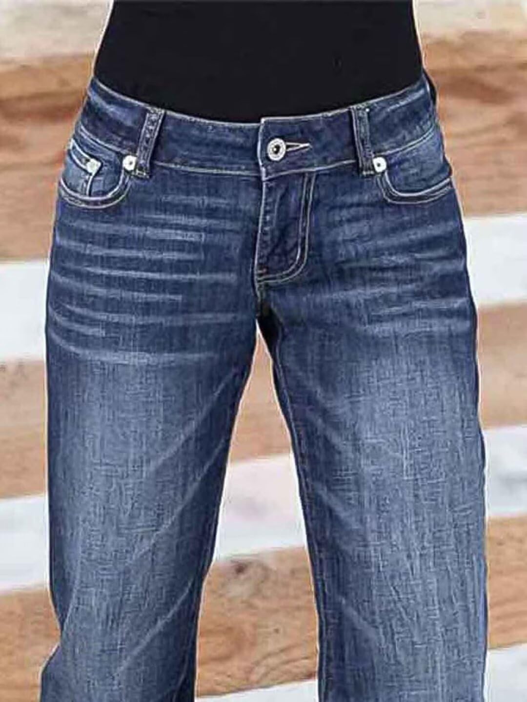 Foto 4 pulgar | Pantalones Vaqueros Con Corte Acampanado A Media Cintura, Vaqueros Elásticos, Azul Marino, Xl - Venta Internacional.
