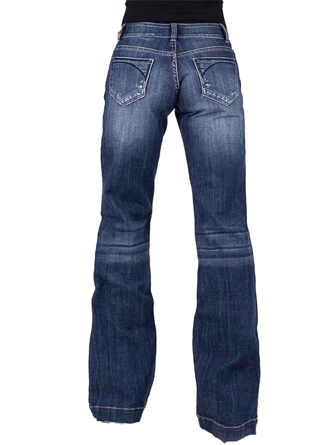 Foto 6 pulgar | Pantalones Vaqueros Con Corte Acampanado A Media Cintura, Vaqueros Elásticos, Azul Marino, Xl - Venta Internacional.