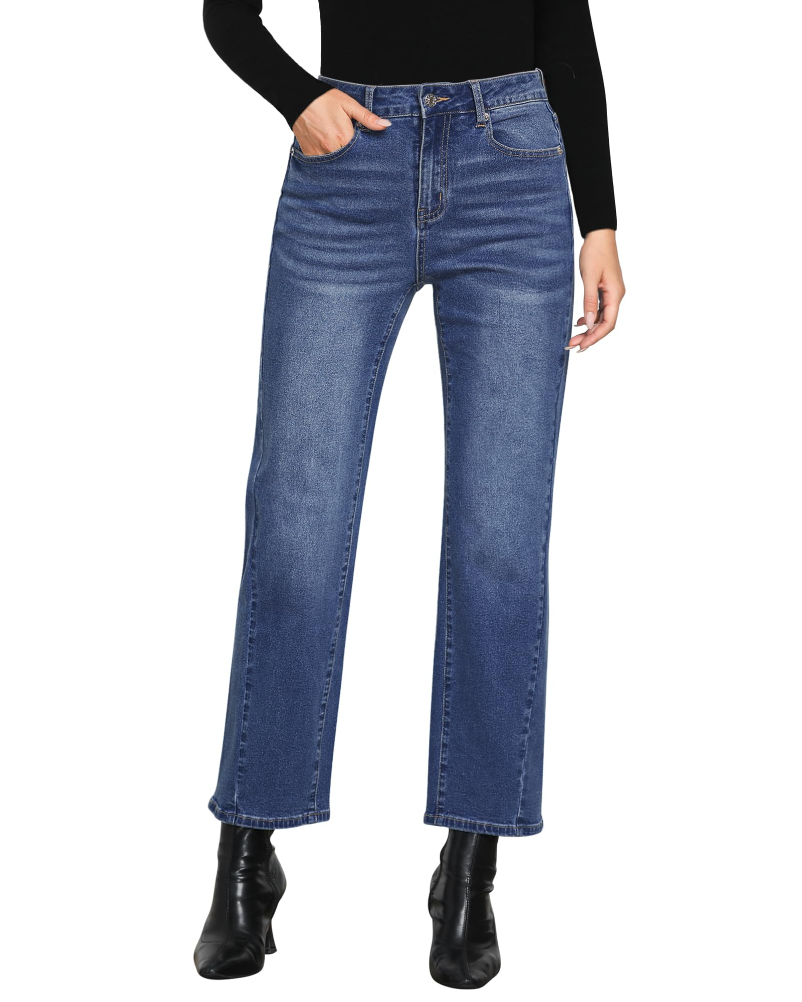 Foto 2 pulgar | Pantalones Vaqueros Grapent Teacher Para Mujer, Cintura Alta, Azul Clásico - Venta Internacional.
