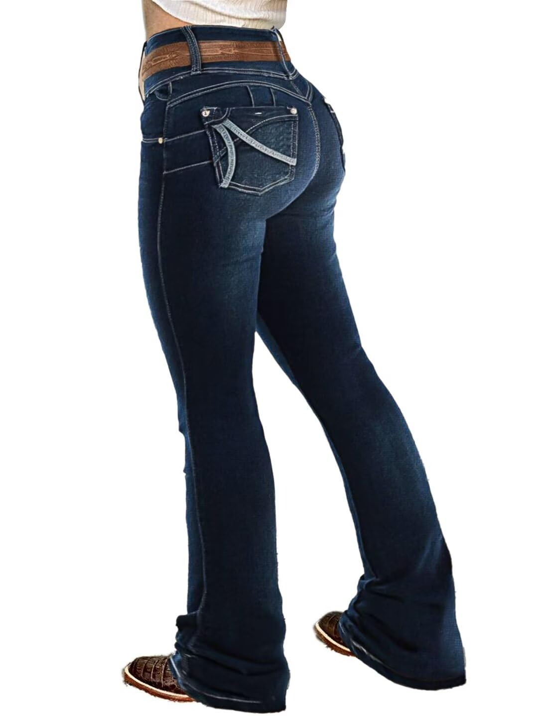 Foto 2 pulgar | Jeans Flamingals Con Corte De Bota De Cintura Alta Para Mujer, Color Azul Medianoche - Venta Internacional.
