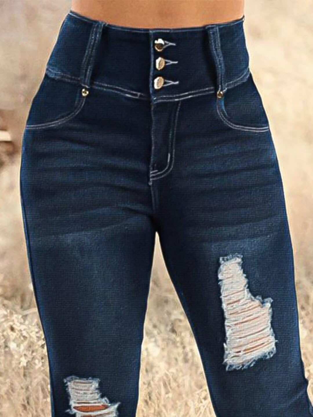 Foto 5 pulgar | Jeans Flamingals Con Corte De Bota De Cintura Alta Para Mujer, Color Azul Medianoche - Venta Internacional.