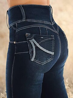Foto 5 | Jeans Flamingals Con Corte De Bota De Cintura Alta Para Mujer, Color Azul Medianoche - Venta Internacional.
