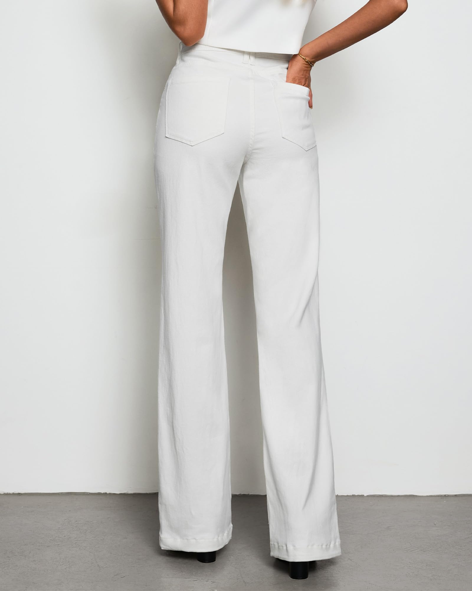Foto 2 | Vaqueros Grapent De Talle Alto Y Pernera Ancha, Color Blanco Crema, Talla 12-14 - Venta Internacional.