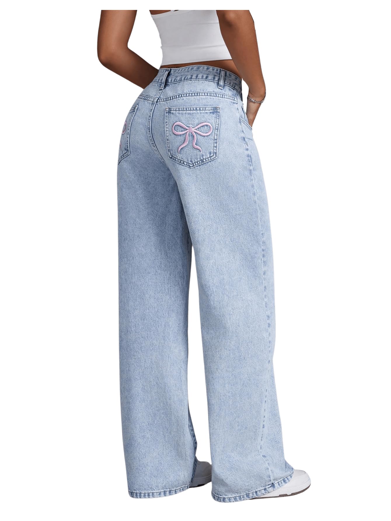 Jeans Floerns Y2k De Pierna Recta Boyfriend Light Wash Para Mujer - Venta Internacional.